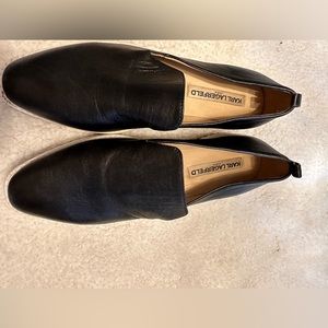 Black leather platform shoes